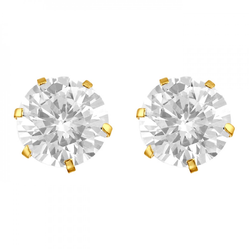 Broquel de oro 10k con zirconia 9mm