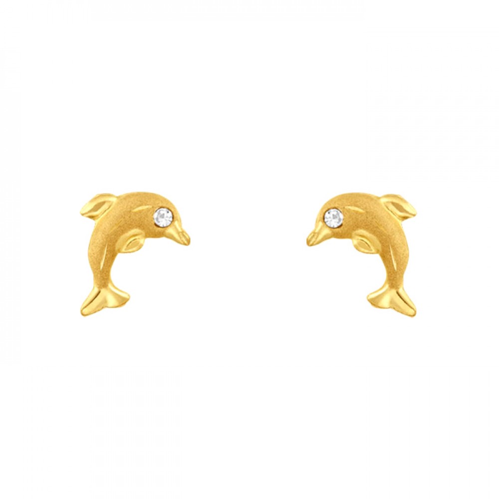 Broquel de oro 10k de delfín 9.5x7mm